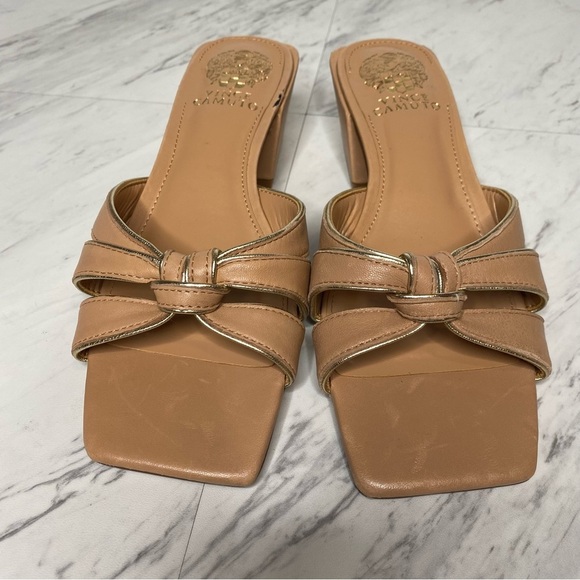 Vince Camuto Selaries Square Toe Tan Leather Heeled Sandal 7M - Picture 9 of 14